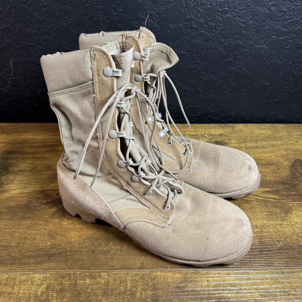 Ro-Search Combat‎ Desert Tan Suede Nylon Military Tactical Boots Women 5.5W